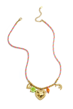 Collier En Cordon Coloré Avec Pendentifs Variés h5 