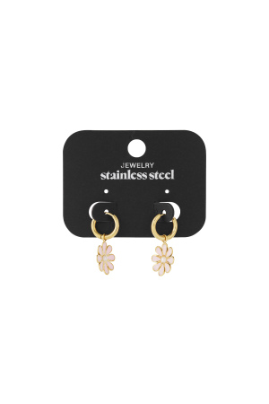 Boucles D'Oreilles Pendantes En Acier Inoxydable, Motif Floral, Style Décontracté Et Quotidien h5 Image6