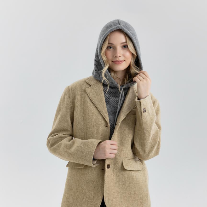 Écharpe D'Hiver Polyvalente En Polyester À Rayures Pour Femme, 1 Pièce h5Image2