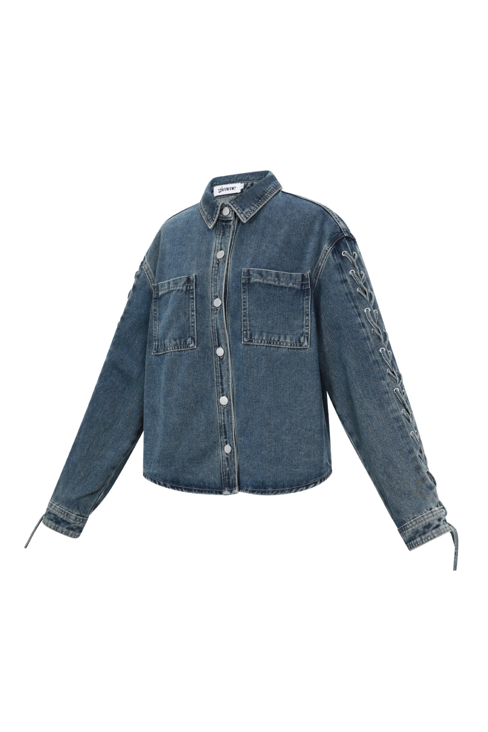 Coton Tissé Veste En Jean Femme Casual Avec Lacets Image2