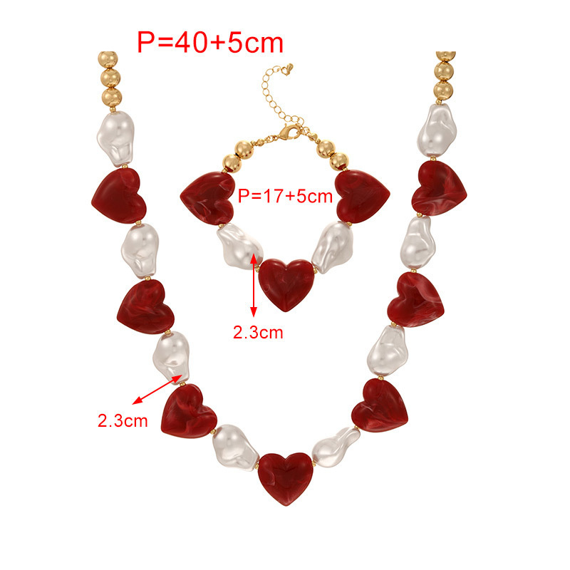 Ensembles De Colliers Pour Femmes En Résine Et Perles, Collection Romantique Sweet Heart h5Image3