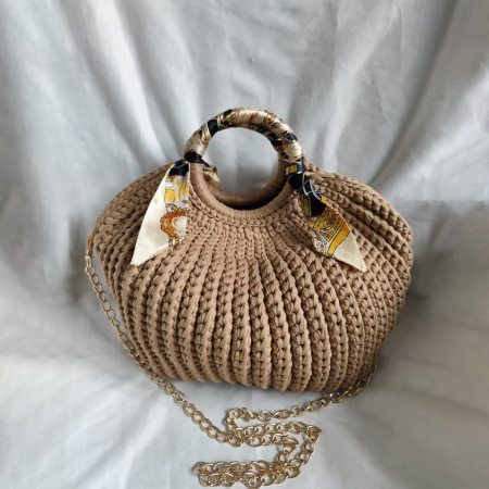 Sac rond tissé uni style vacances pour femme