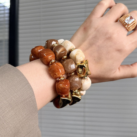 Bracelets de perles en acrylique à dégradé de couleurs pour femmes