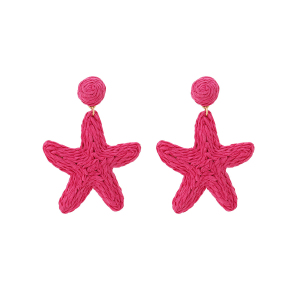 Boucles D'Oreilles Pendantes En Raphia Étoile De Mer, Style Océan, Collection Simple Series. h5 Image2