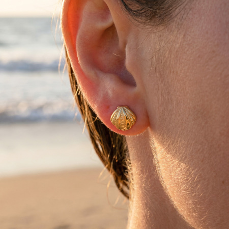 Boucles d'oreilles puces pour femmes, style océanique, en acier inoxydable, imperméables, motif coquillage