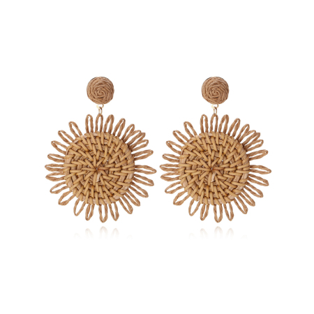Boucles d'oreilles pendantes en raphia Sweet Flower pour femme, collection romantique