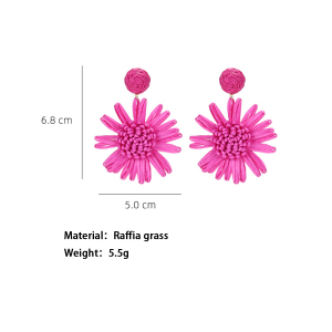 Boucles D'Oreilles Pendantes En Raphia Sweet Flower Pour Femme, Collection Romantique h5 Image5