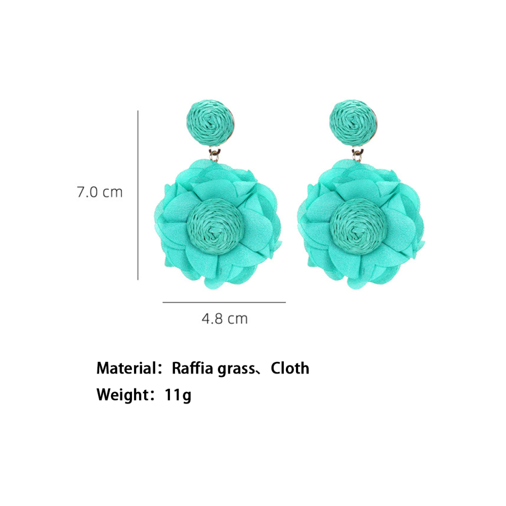 Boucles D'Oreilles Pendantes Pour Femme, Collection Romantique, Motif Floral En Raphia Image3