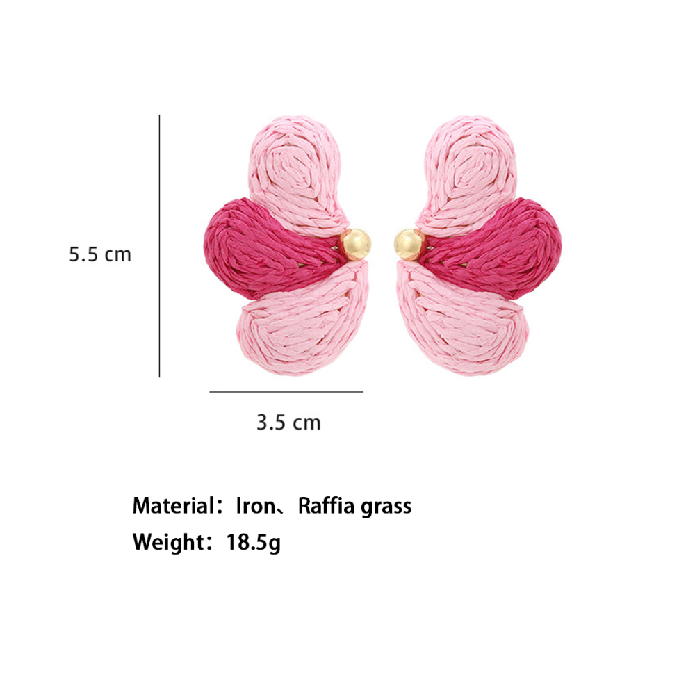Boucles D'Oreilles Puces En Raphia À Motif Floral Romantique Pour Femmes Image4