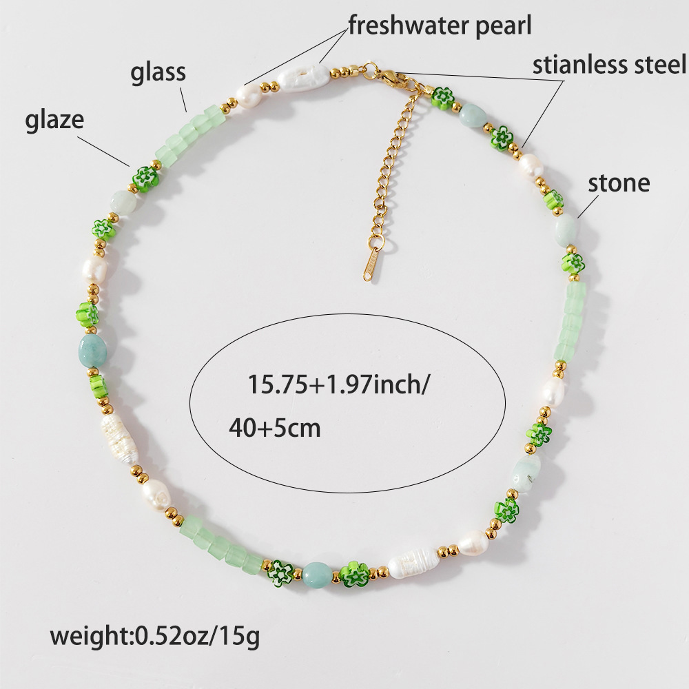 Colliers De Perles Artificielles Pour Femmes, Collection Simple Series Sweet Flower Beads 