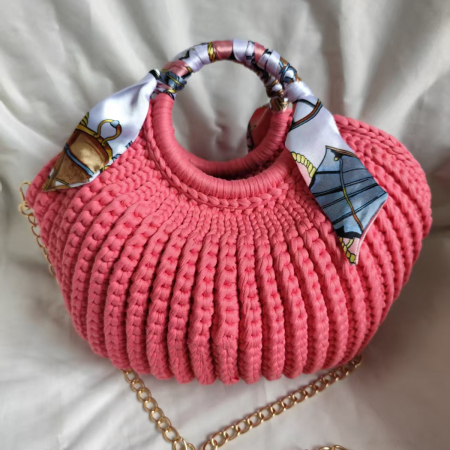 Sac rond tissé uni style vacances pour femme 2