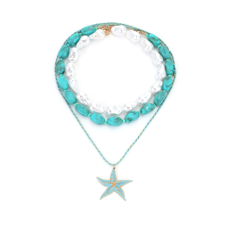 Ensembles de colliers pour femmes, style ethnique, vacances, océanique, perles, étoile de mer, résine, perles