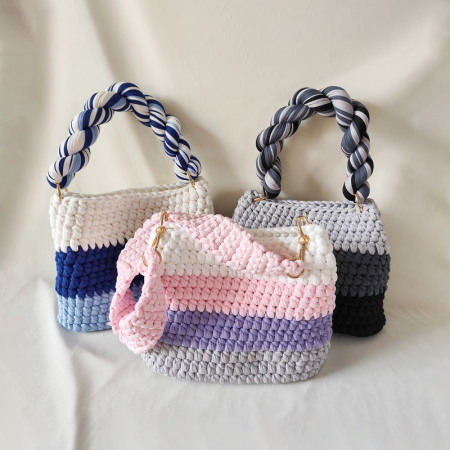 Sac carré femme à rayures tissées multicolores style décontracté