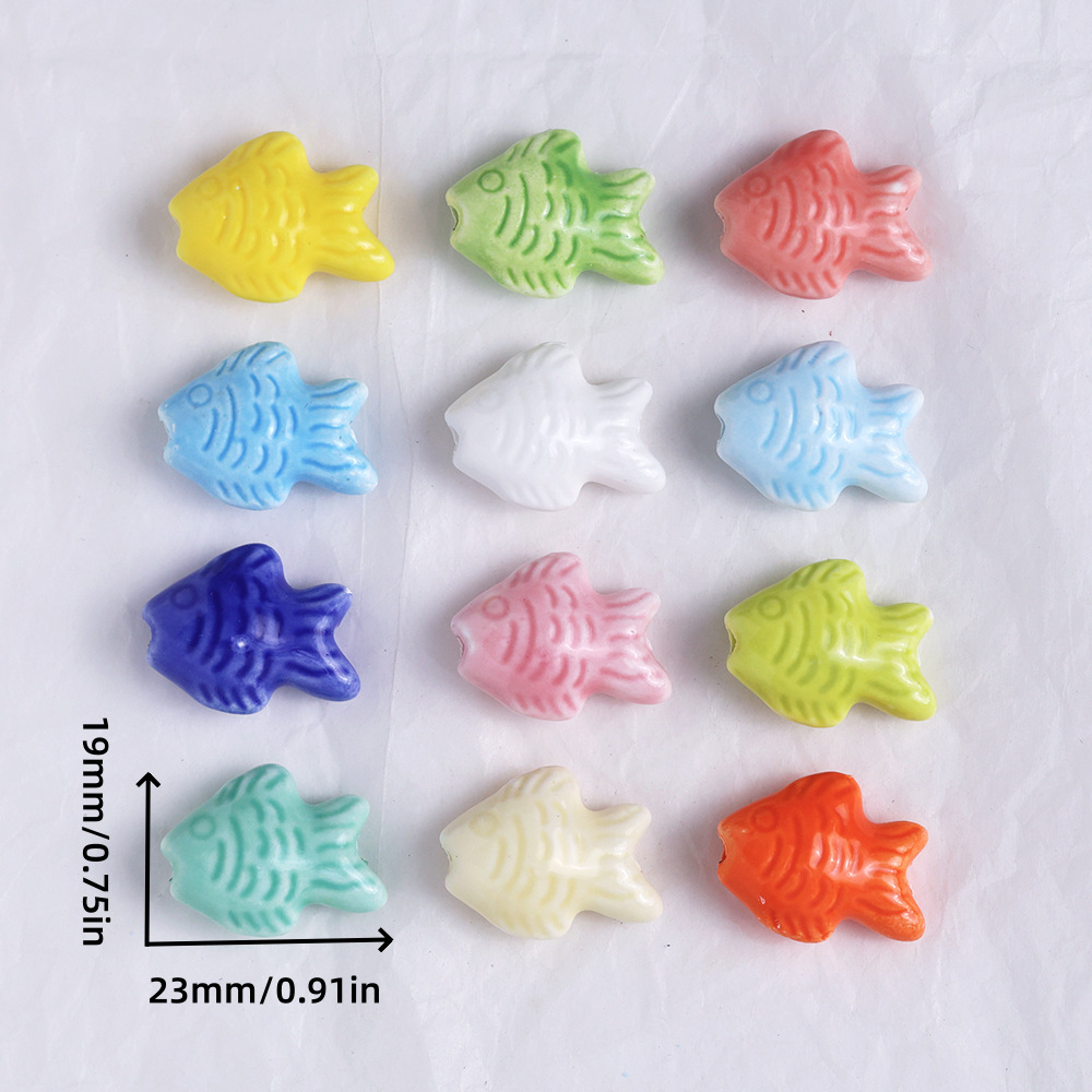 1 Pièce De Perles En Céramique Représentant Un Joli Poisson h5Image3