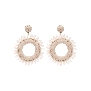 Boucles D'Oreilles Pendantes En Raphia Sweet Flower Pour Femme, Collection Romantique h5 Image2