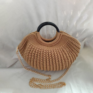 Sac Rond Tissé Uni Style Vacances Pour Femme h5 Image2