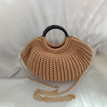 Sac rond tissé uni style vacances pour femme 2