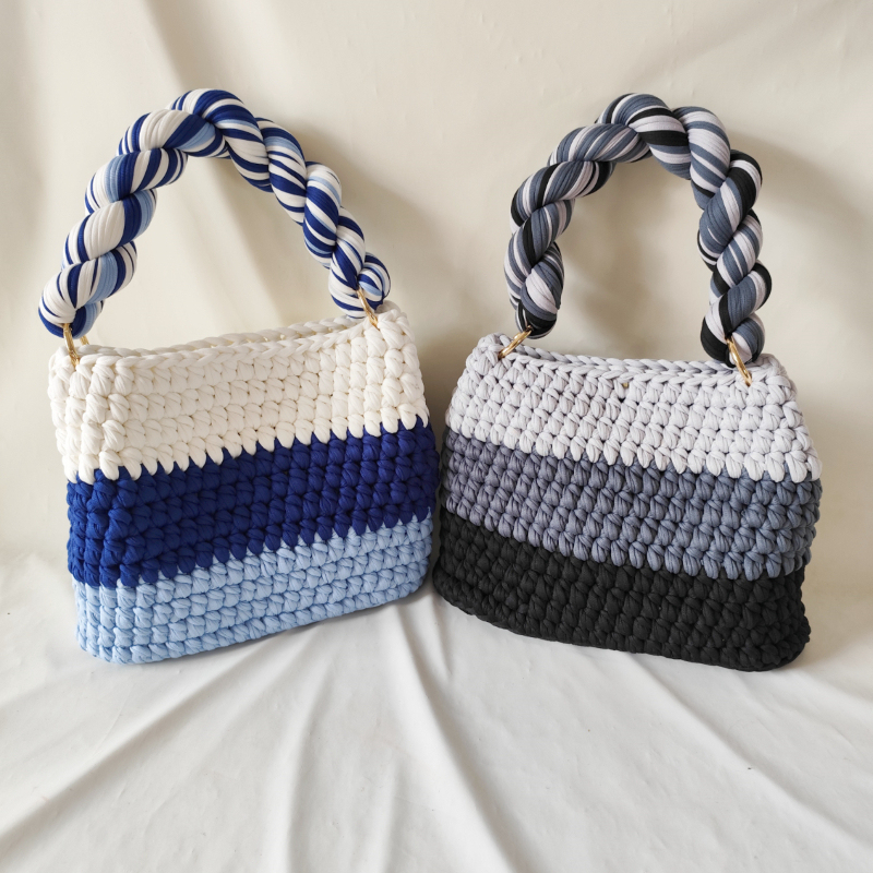 Sac Carré Femme À Rayures Tissées Multicolores Style Décontracté Image4