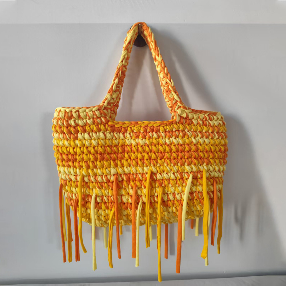 Sac Fourre-Tout Tissé Multicolore Style Vacances Pour Femme 