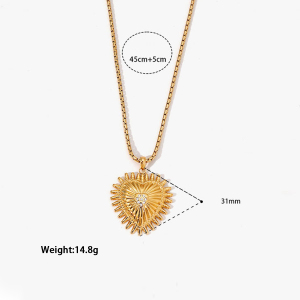 Colliers Pendentifs Rétro En Forme De Cœur, En Acier Inoxydable, Couleur Or, Avec Strass, Pour Femmes h5 Image3