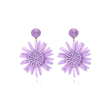 Boucles d'oreilles pendantes en raphia Sweet Flower pour femme, collection romantique