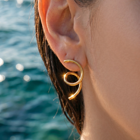 Boucles d'oreilles puces pour femmes, en acier inoxydable imperméable, motif cercles simples