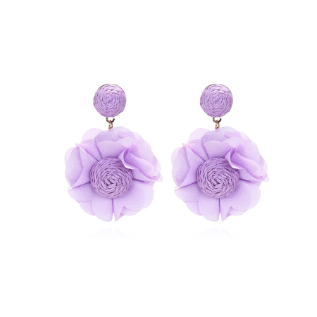 Boucles d'oreilles pendantes pour femme, collection romantique, motif floral en raphia