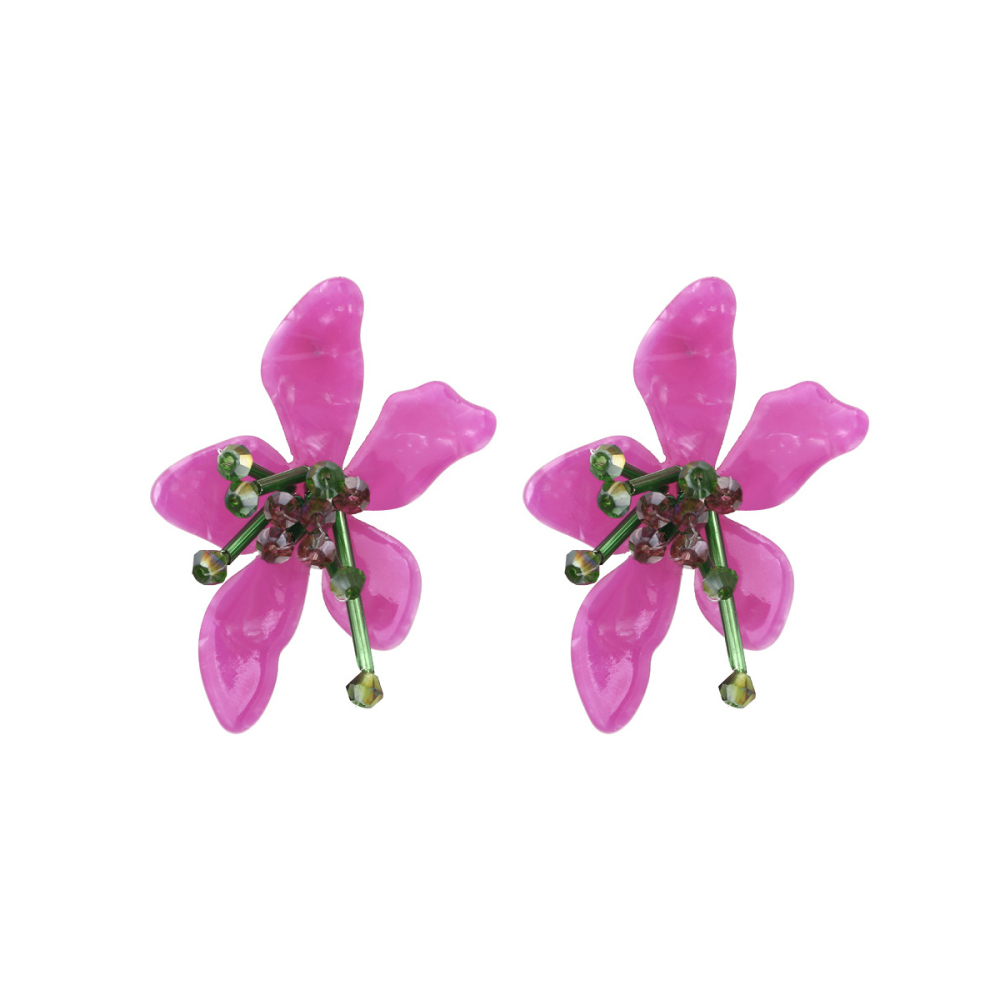 Boucles D'Oreilles Puces En Acrylique Sweet Flower Pour Femmes, Collection Romantique h5Image2