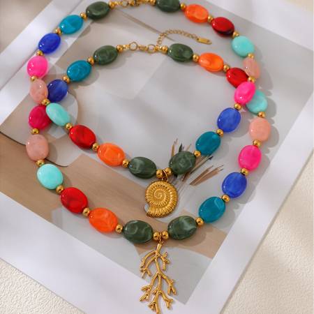 Colliers de perles en résine pour femmes, collection romantique, style océanique, inspirés des vacances 2