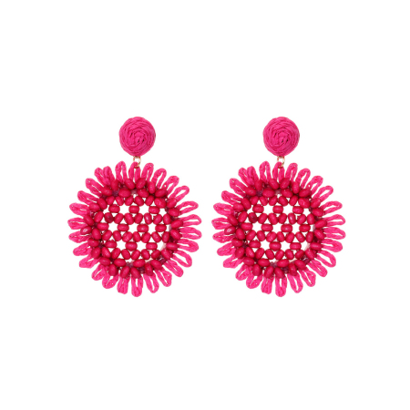 Boucles d'oreilles pendantes pour femme, collection romantique, motif floral en raphia