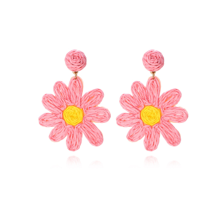 Boucles d'oreilles pendantes en raphia Sweet Flower pour femme, collection romantique