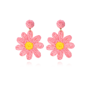 Boucles D'Oreilles Pendantes En Raphia Sweet Flower Pour Femme, Collection Romantique h5
