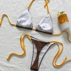 Ensemble Bikini Sexy Dos Nu À Bretelles Et Broderies Florales h5 Image4