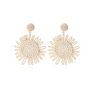 Boucles D'Oreilles Pendantes En Raphia Sweet Flower Pour Femme, Collection Romantique h5 Image2