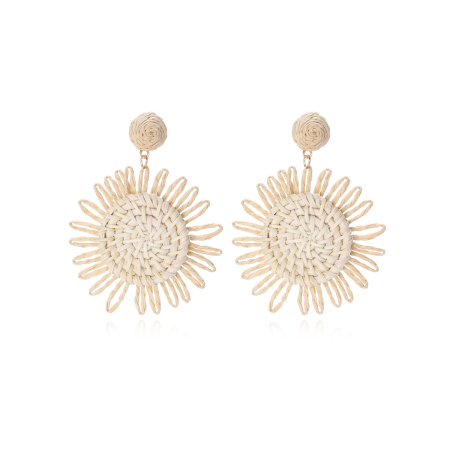 Boucles d'oreilles pendantes en raphia Sweet Flower pour femme, collection romantique 2