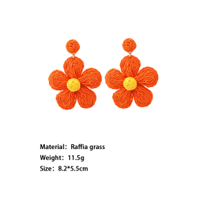 Boucles D'Oreilles Pendantes En Raphia Sweet Flower Pour Femme, Collection Romantique h5 Image5
