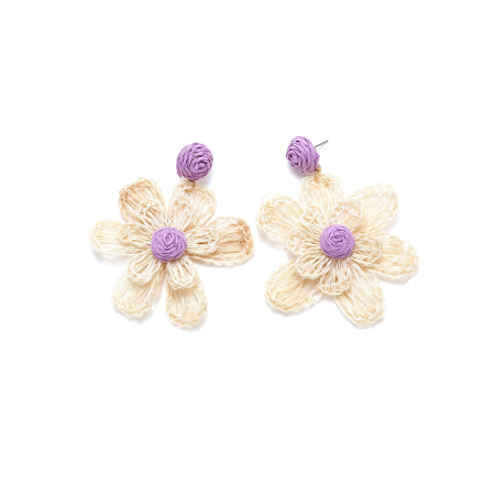Boucles d'oreilles pendantes en raphia Sweet Flower pour femme, collection romantique 2