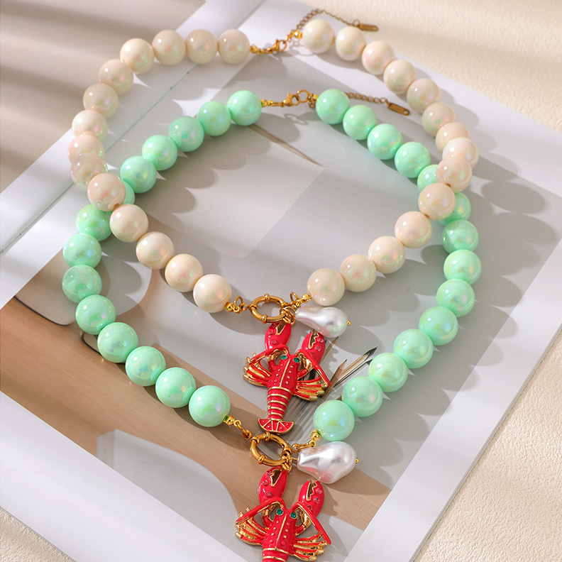 Colliers De Perles En Résine Style Vacances Océaniques Pour Femmes Image3