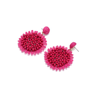 Boucles D'Oreilles Pendantes Pour Femme, Collection Romantique, Motif Floral En Raphia h5 Image3