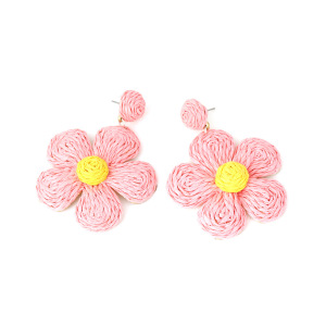 Boucles D'Oreilles Pendantes En Raphia Sweet Flower Pour Femme, Collection Romantique h5 Image4