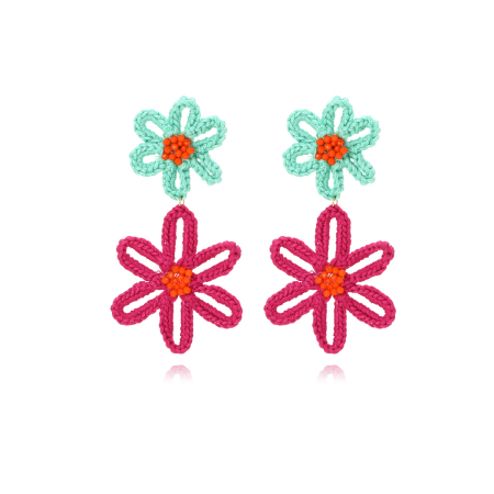 Boucles d'oreilles pendantes pour femmes en fil à fleurs douces de la série romantique