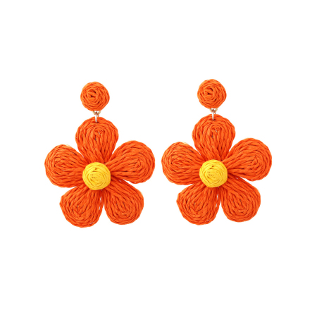 Boucles d'oreilles pendantes en raphia Sweet Flower pour femme, collection romantique