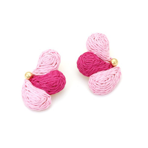 Boucles D'Oreilles Puces En Raphia À Motif Floral Romantique Pour Femmes h5 Image3