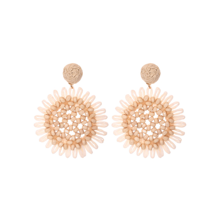 Boucles d'oreilles pendantes pour femme, collection romantique, motif floral en raphia 2