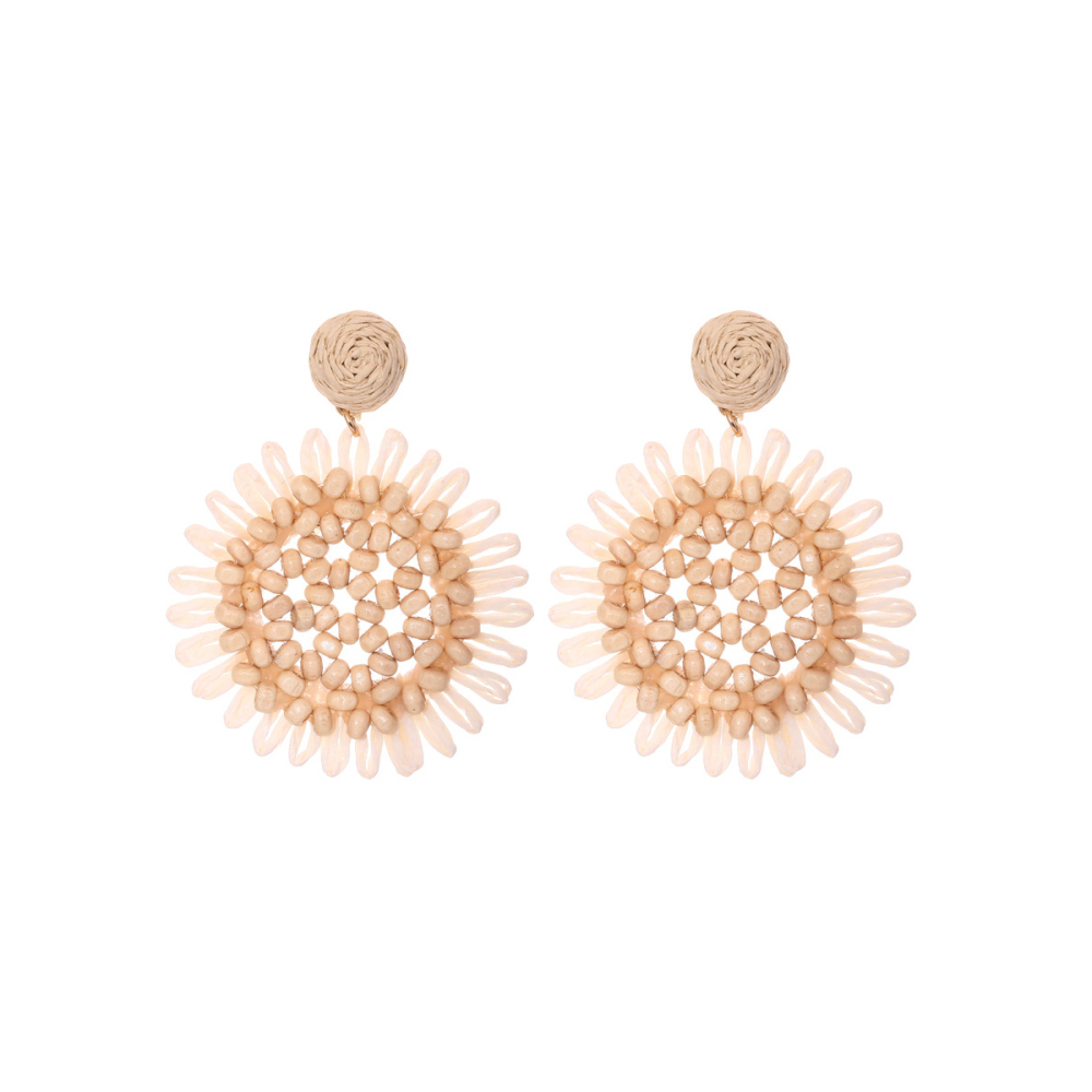 Boucles D'Oreilles Pendantes Pour Femme, Collection Romantique, Motif Floral En Raphia h5Image2