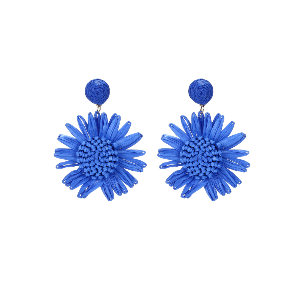 Boucles D'Oreilles Pendantes En Raphia Sweet Flower Pour Femme, Collection Romantique h5Image2