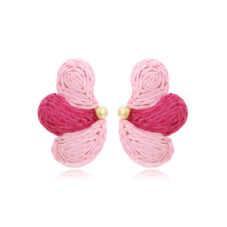 Boucles D'Oreilles Puces En Raphia À Motif Floral Romantique Pour Femmes