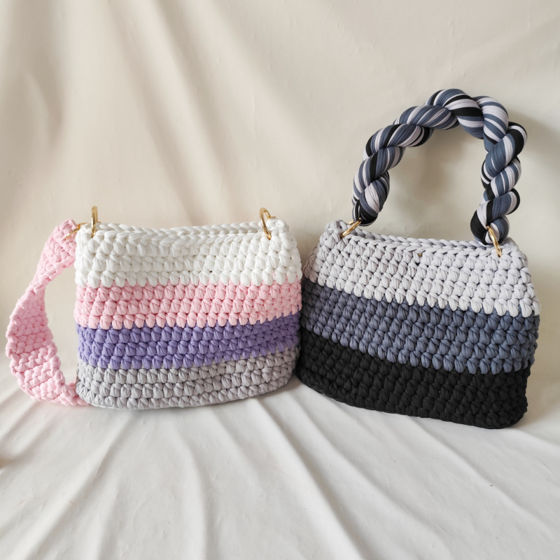 Sac Carré Femme À Rayures Tissées Multicolores Style Décontracté Image3