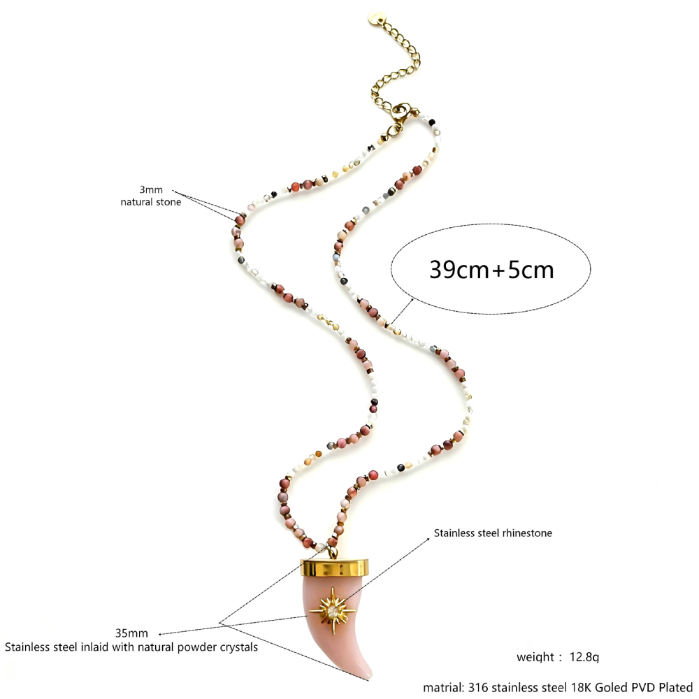 Colliers De Perles Ethniques Rétro En Forme De Triangle Avec Pierres Naturelles Et Strass Pour Femmes 