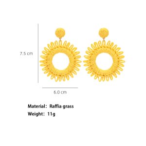 Boucles D'Oreilles Pendantes En Raphia Sweet Flower Pour Femme, Collection Romantique h5 Image5